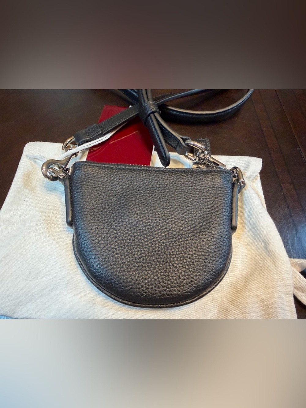 New Authentic Gucci Logo Nano Black Leather Crossbody Shoulder Bag - Picture 5 of 11